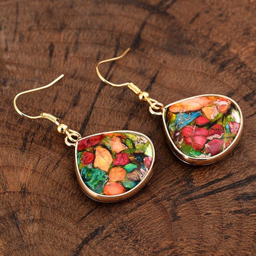 Sunlit Shores Jasper Teardrop Earrings-Your Soul Place